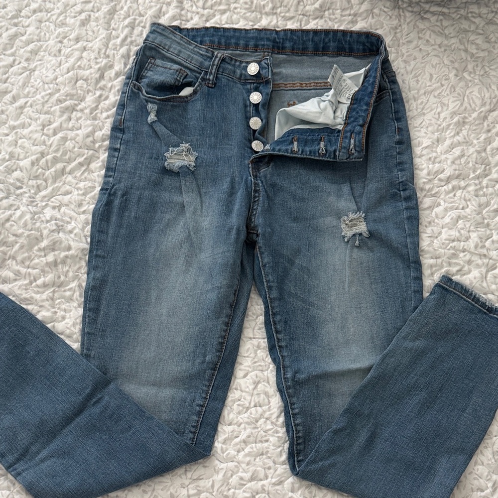 Women's Blue Distressed Jeans